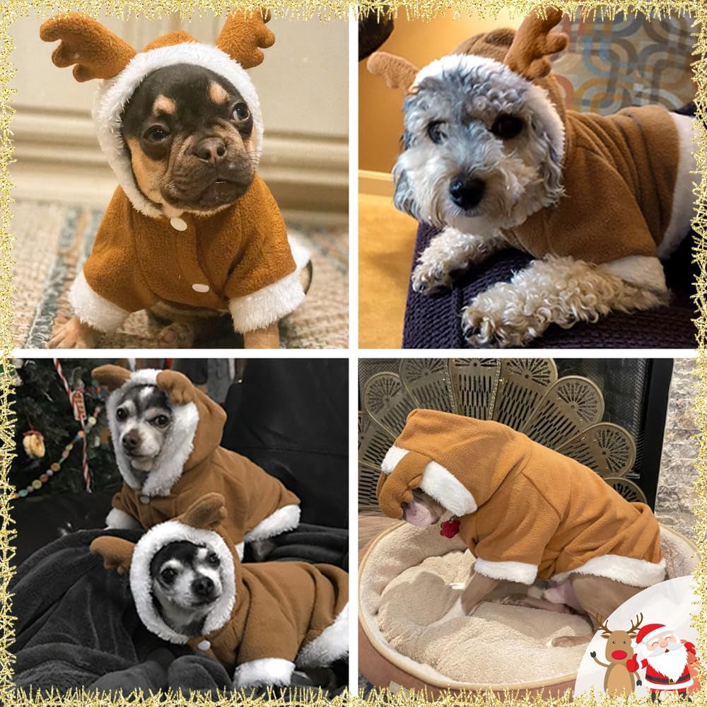 Pet Costumes Christmas Suit Elk Santa Costume Polar Fleece Fit for Puppy Dog Teddy (X-Large)