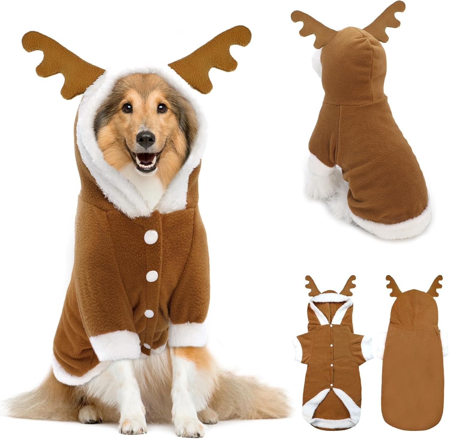 Pet Costumes Christmas Suit Elk Santa Costume Polar Fleece Fit for Puppy Dog Teddy (X-Large)