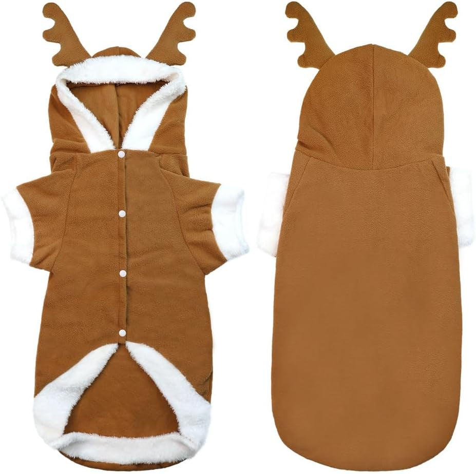 Pet Costumes Christmas Suit Elk Santa Costume Polar Fleece Fit for Puppy Dog Teddy (X-Large)