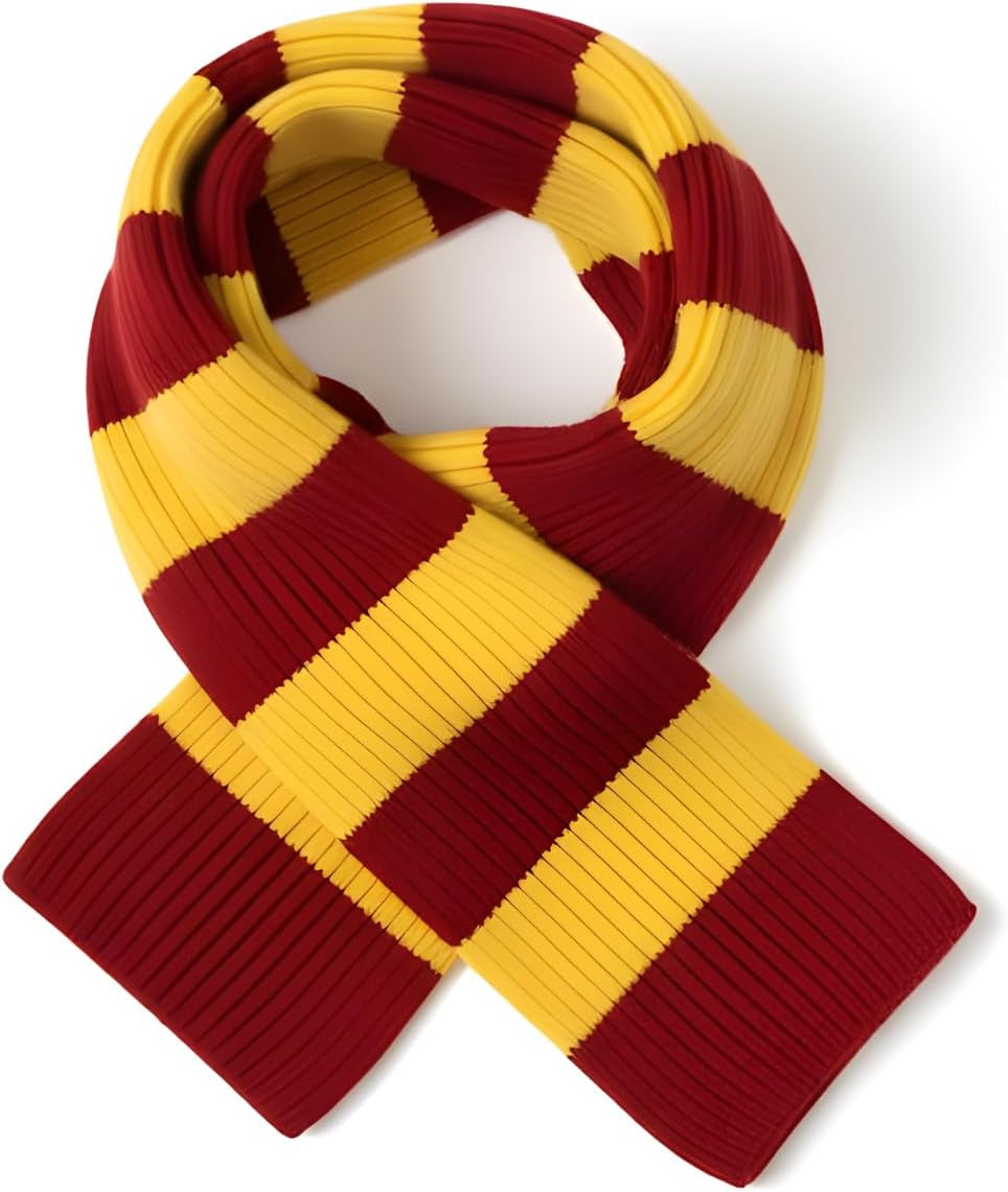 Red Yellow Striped Scarf Dog Costume - X Large Medium Small French Lab Clothes Cosplay Halloween Costumes, M, Red