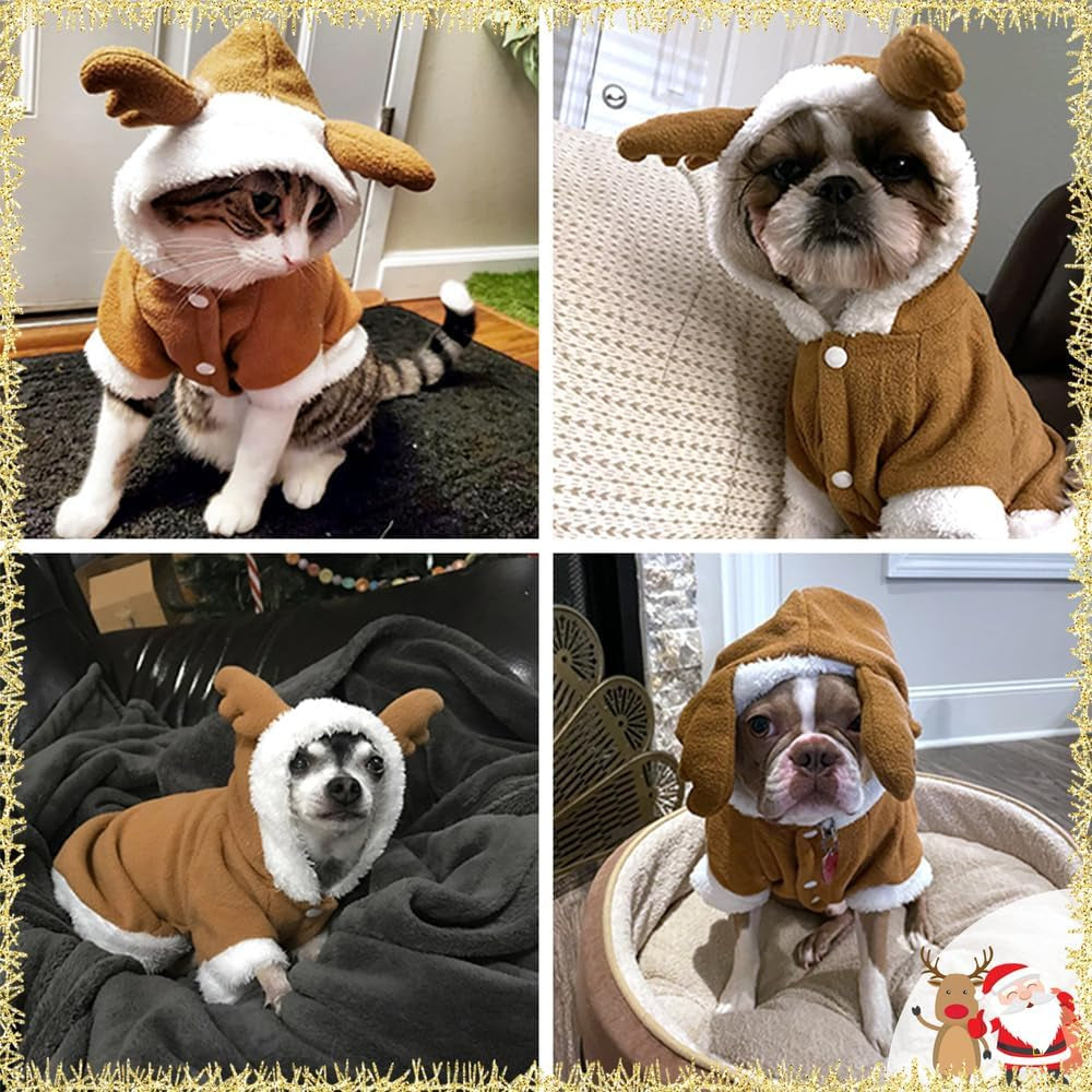 Pet Costumes Christmas Suit Elk Santa Costume Polar Fleece Fit for Puppy Dog Teddy (X-Large)